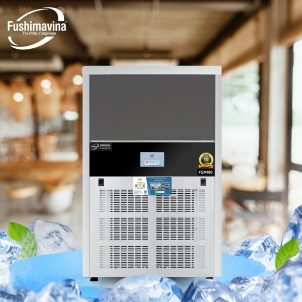 Máy làm đá viên 100kg Fushimavina inox 304 cho quán cà phê
