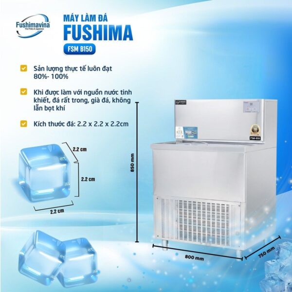 may-lam-da-ban-150kg-fushimavina-1 Máy làm đá bàn 150kg Fushimavina inox 304 cho quán cà phê quán bia và F&B