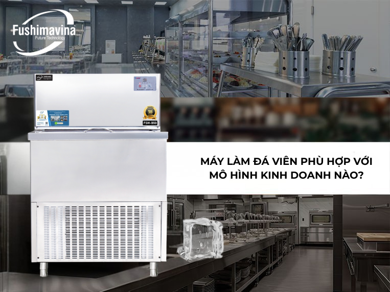 Máy làm đá viên 150kg Fushimavina Đá Cà Phê Dạng bàn Máy làm đá bàn 150kg Fushimavina inox 304 cho quán cà phê quán bia và F&B