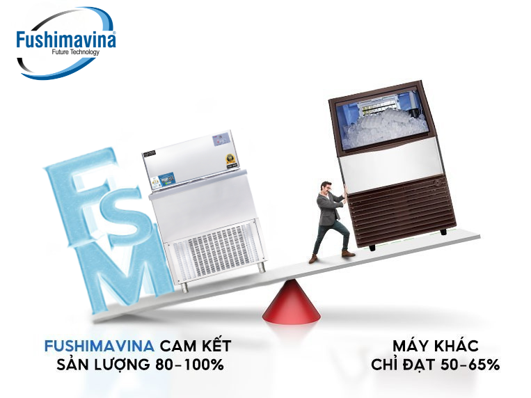 Máy làm đá viên 150kg Fushimavina Đá Cà Phê Dạng bàn Máy làm đá bàn 150kg Fushimavina inox 304 cho quán cà phê quán bia và F&B