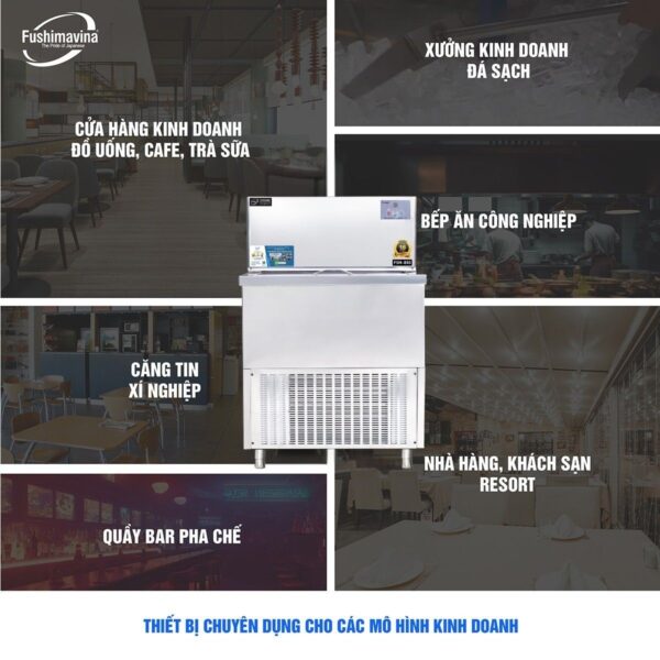 may-lam-da-ban-150kg-fushimavina-5 Máy làm đá bàn 150kg Fushimavina inox 304 cho quán cà phê quán bia và F&B