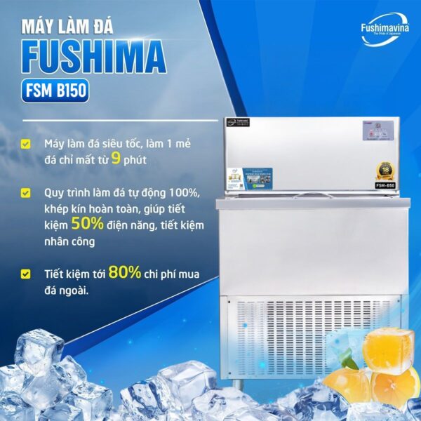 may-lam-da-ban-150kg-fushimavina-7 Máy làm đá bàn 150kg Fushimavina inox 304 cho quán cà phê quán bia và F&B