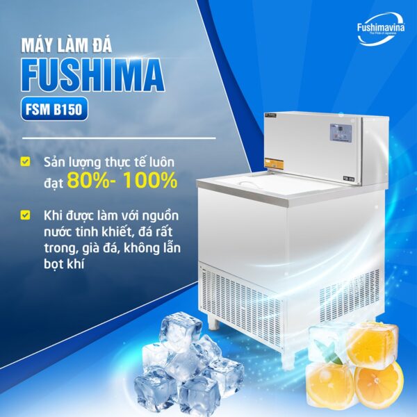 Model Máy Sản Xuất Đá Sạch 150Kg Fushima Là Thiết Bị Làm Đá Công Nghệ Cao Nhưng Dễ Dàng Và Thân Thiện Trong Quá Trình Sử Dụng. Với Thiết Kế Thông Minh Cùng Nhiều Ưu Điểm Vượt Trội, Máy Làm Đá Viên 150Kg Vận Hành Trơn Tru Và Cho Thành Phẩm Là Những Viên Đá Tinh Khiết, Cung Cấp Tới 140Kg Đá Mỗi Ngày